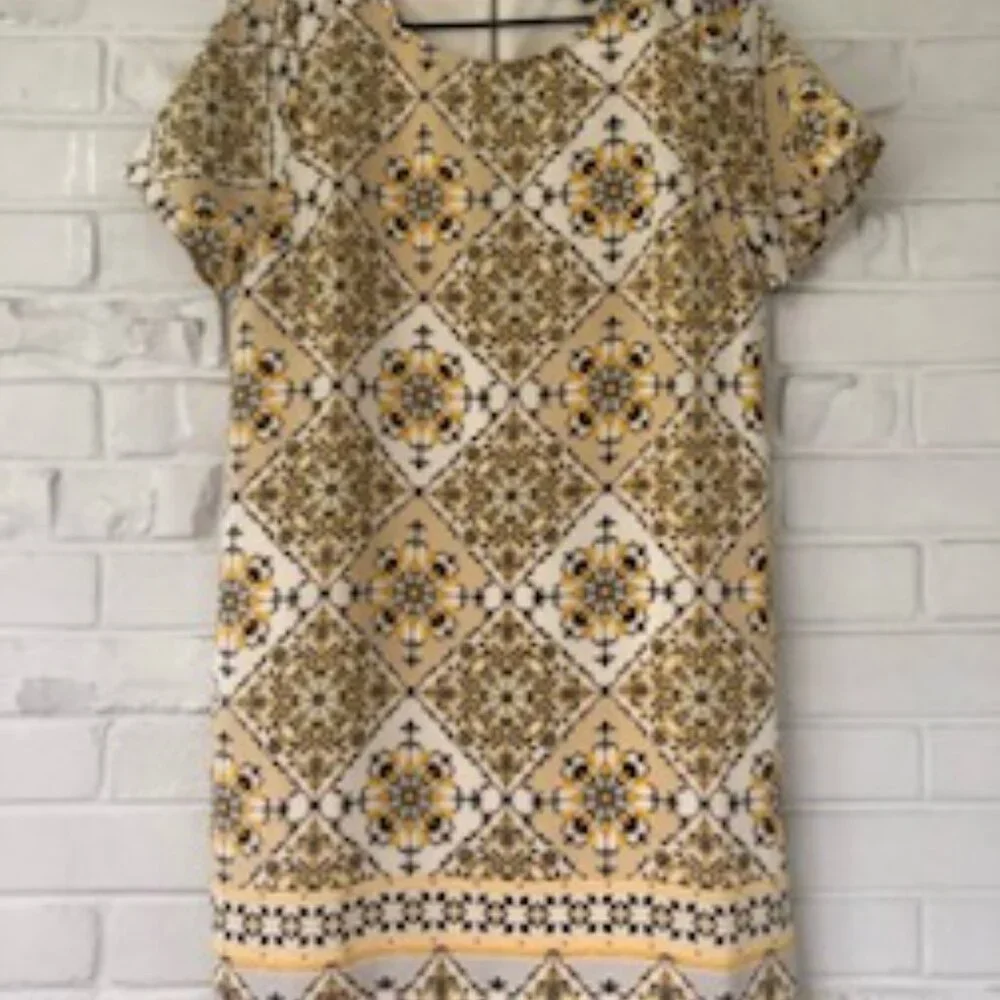 Lulu's Yellow Floral Bandana Sheath Mini Dress S - Picture 3 of 8